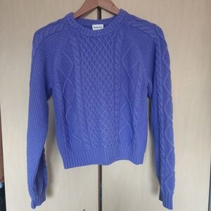 Aritzia Sunday Best Lilac Cable Sweater Merino Wool Blend Sz S